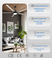 Ventilateur plafon design pop moderne 72 en grand 5 longues pales en bois extra larges moteur à courant continu ferme sele seeling ventilateur de plafond