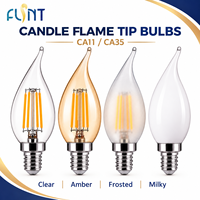 Prix usine Ampoule LED à filament effet flamme, verre ambré, culot E12 E14, culot moyen, lampe vintage, OEM ODM CE RoHS UKCA C
