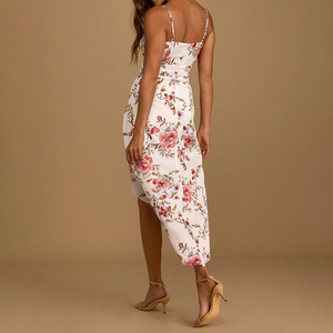 2023 nueva falda con tirantes de longitud media satinada con estampado Floral - Product Image 2