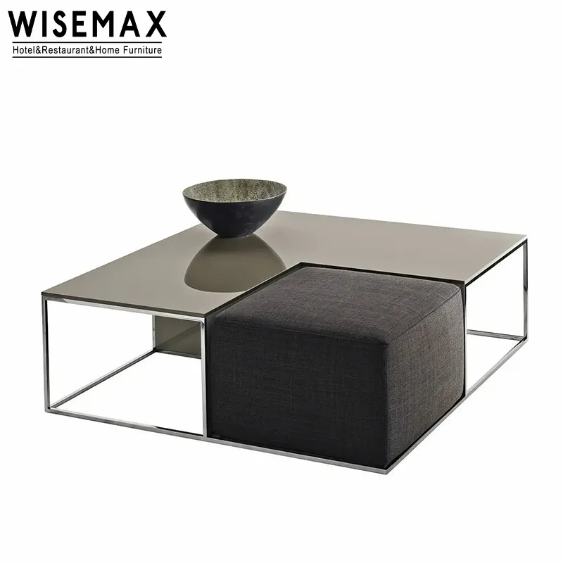 WISEMAX FURNITURE Italia Modern Furniture Square Metal Coffee Table Living Room Creative Dual-purpose Solid Wood Center Table