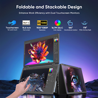 Monitor Portátil de Pantalla Táctil Dual de 15.6 Pulgadas, 1080P IPS, Extensor para Laptop, Soporte VESA, Tipo-C, Conexión Plug & Play Personalizada para Laptop