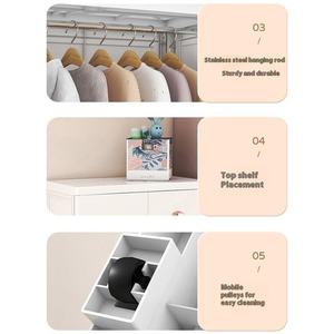 <span class=keywords><strong>Commode</strong></span> à 5 tiroirs 70*38*156CM avec serrures pour vêtements de bébé, <span class=keywords><strong>armoire</strong></span> de rangement en plastique imprimé ours, tiroirs mobiles, écologique - Product Image 5