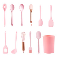 Ensemble d'ustensiles de cuisine en silicone 12 pièces très vendu, durable, 600g, outils de cuisine à domicile, boîte de rangement, comprend une cuillère imprimée