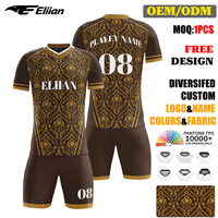 Conjunto de Uniforme de Fútbol Personalizado con Impresión por Transferencia Térmica, Transpirable, de Secado Rápido, con Cualquier Diseño y Patrón, MOQ de 1 Pieza