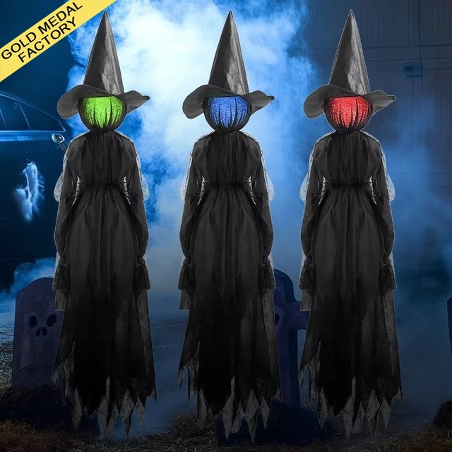 Factory Halloween Scaring Ghost Props Gauze Ghost Horror Hanging Decorations Light-Up Standing Outdoor Halloween Decorations