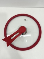Couvercle en verre trempé avec bord en silicone rouge, poignée rouge, écologique, gamme de tailles de 12 cm à 32 cm pour casseroles, poêles, sauteuses - Marque Shixing