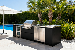 BAINENG Weatherproof Island Designs BBQ Grill Garden Camping Kitchen Free Standing Modular Outdoor Kitchen <b>Cabinet</b> Manufacturer - Product Image 2