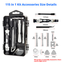 Vente en gros 115-en-1 ensemble d'outils de source d'alimentation manuelle pour montre téléphone portable démontage réparation combinaison matériel OEM étui rigide