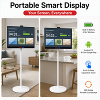 Écran intelligent portable avec batterie rechargeable intégrée, 4 à 5 heures d'utilisation sans fil, 32 pouces
