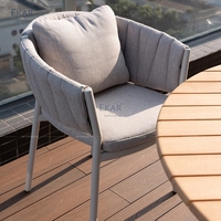 Chaise de salle à manger d'extérieur moderne de luxe en aluminium, design italien, fauteuil de jardin en corde tressée pour villa et hôtel