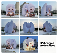 Modèle de fille de dessin animé gonflable personnalisé de 3,5 m / 11,48 pi, jouet en peluche gonflable, mascotte publicitaire gonflable imperméable