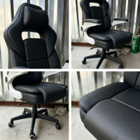 Chaise de jeu haute noire pivotante et inclinable avec support lombaire et accoudoirs 3D, pour le bureau et la maison