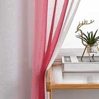 Cortinas de Poliéster Transparentes con Degradado y Ojales, Semi-sombreadas para Salas de Estar, Dormitorios, Balcones y Ventanas Abatibles