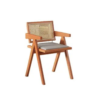 High Quality Nordic Cheap Price Wedding Events Restaurant Outdoor Chinese Retro Rattan Woven Furniture Wooden Dining Chair