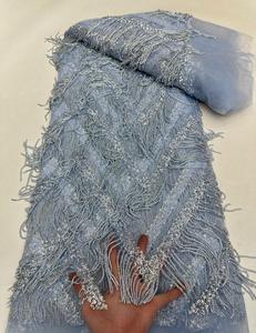HFX 2024 Fashion French <strong>Mesh</strong> Lace <strong>Fabric</strong> With Sequins Embroidery Beaded African Nigerian <strong>Fabric</strong> for Wedding Dress <strong>Material</strong> - Product Image 5