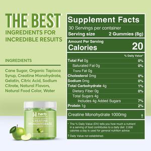 OEM/ODM Etiqueta Privada Creatina Monohidrato 5000mg Suplementos alimenticios Gummy Energy Management Pure Creatine Gummies - Product Image 6