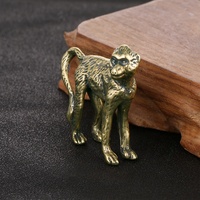 Patung Kuningan Vintage Kerajinan Zodiak Patung Monyet Ornamen Perunggu Perhiasan Kecil