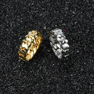 В Стиле Хип-хоп и Кубинском стиле кольцо ювелирные изделия из жемчуга для женщин с покрытием из золота кубинской кольцо