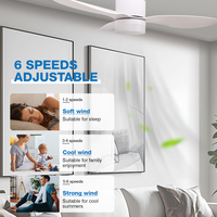 Ventilateur de plafond LED avec lumière Tuya WiFi 42 pouces 3 pales Télécommande Moteur CC Salle à manger Chambre à coucher 6 vitesses réglables
