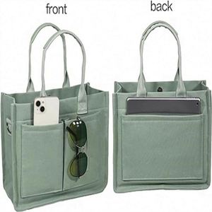 Sac à bandoulière multi-poches durable, grande capacité, sac messager pour femme, sac fourre-tout en toile avec poignée - Product Image 3