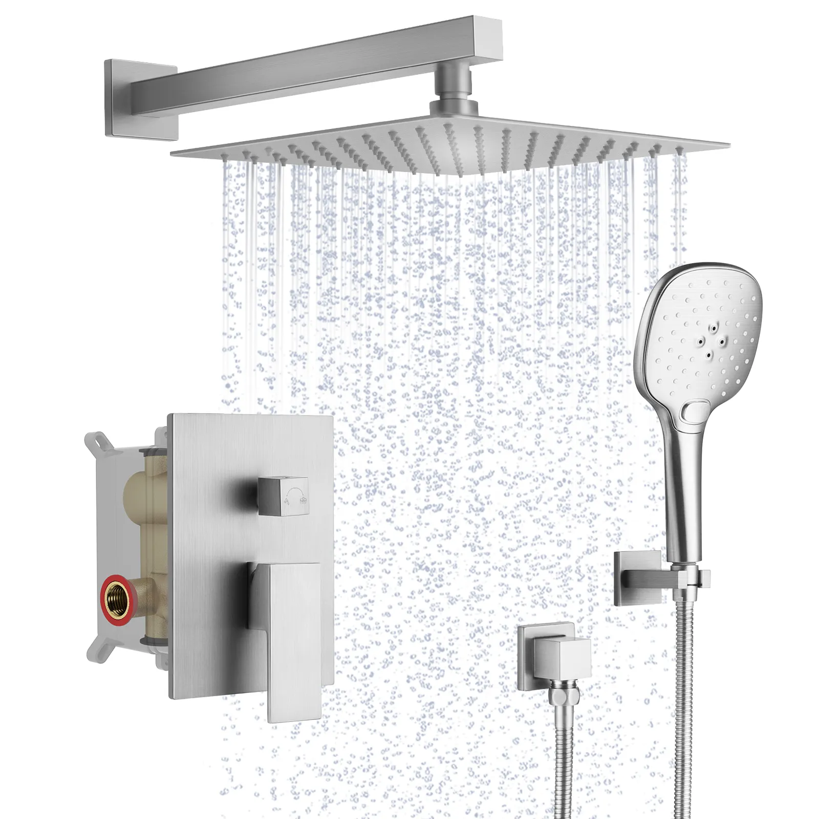 Extensión de brazo de ducha de latón de calidad, cabezal de ducha de lluvia, montaje extensor, tubo de lluvia cuadrado recto