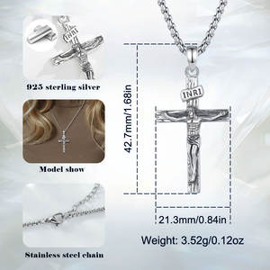 Merryshine Bijoux unisexe en <span class=keywords><strong>argent</strong></span> sterling 925, <span class=keywords><strong>croix</strong></span> celtique, crucifix de <span class=keywords><strong>Jésus</strong></span>, bijoux non ternissables 18 carats, <span class=keywords><strong>pendentif</strong></span> en métal catholique - Product Image 6