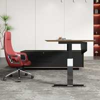 Bureau de direction moderne de luxe en bois réglable en hauteur avec tiroirs de rangement, personnalisable pour usage commercial, table d'ordinateur