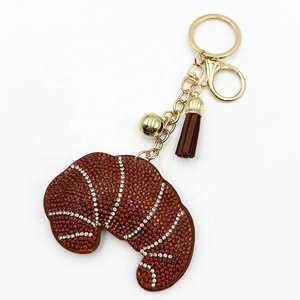 Crystal Rhinestone Diamond studded Croissant Keychain Creative Bag Pendant Keychain <b>Key</b> <b>Ring</b> - Product Image 3