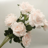 EG-A207 Mehrfarbiger Seiden-Rosenstrauß mit 3 Köpfen Künstliche Blumen Rose für Hochzeitsdekoration