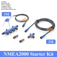 NMEA2000 Kit pemula anti air M12 5pin Kode kabel Drop Wanita kabel daya dengan adaptor Fuse untuk sistem laut