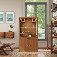 Cage à oiseaux en bois de luxe, grande volière en verre pour perroquets avec nichoir pour pigeons, cage de reproduction pour oiseaux d'hôtel et accessoires