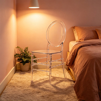 Chaise transparente en cristal pour banquet d'hôtel, chaise de salle à manger transparente pour une utilisation en intérieur et en extérieur, application multi-scènes