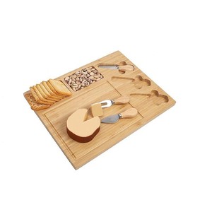 Plateau à fromage en bambou avec ensemble de couteaux pour usage domestique, plateau de service portable, design double face - Product Image 3