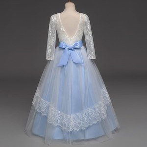 Articles les plus vendus : Robe longue d'été pour bébé, rose et blanche, avec nœud, respirante, en demi-dentelle, pour mariages - Product Image 5