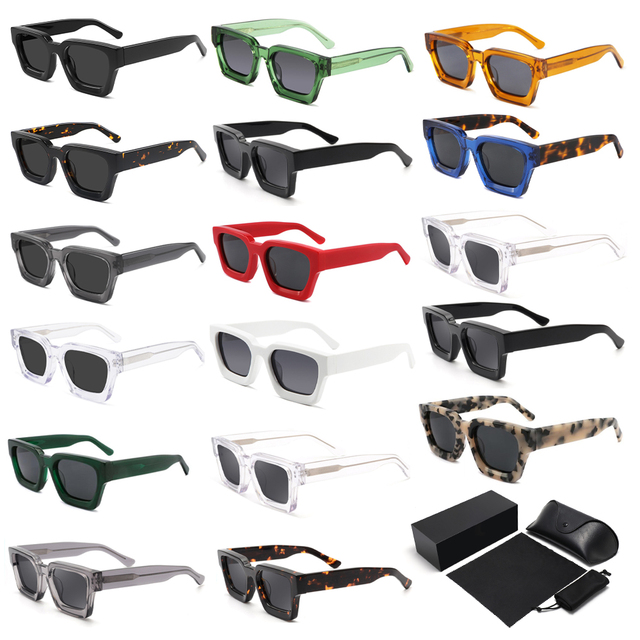 Custom Brand Stock Factory New Luxury Polarized Sun Glasses Women Square Frame UV400 Sunglasses Designer Men Acetate Sunglasses