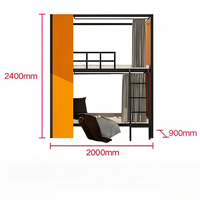 Lit superposé modulaire moderne personnalisé avec rideau d'intimité, lit mezzanine en acier pour 2 personnes, pour hôtel/auberge, taille et couleur personnalisées