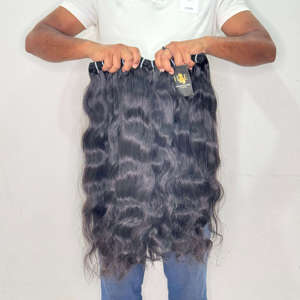Extensiones de Cabello Virgen Brasileño sin Procesar, Paquetes de Cabello Humano Indio al por Mayor, Cabello Virgen con Cutícula Alineada - Product Image 1
