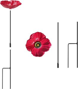 Estación de comederos para pájaros salvajes utilizada para el baño de pájaros, cuenco de riego para atraer Colibrí en el patio trasero decorativo, Amapola roja - Product Image 1