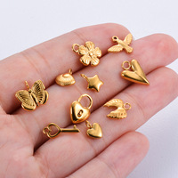 Pendentifs géométriques en gros plaqués or 18 carats, breloques en acier inoxydable à motifs naturels, accessoires DIY pour la fabrication de bijoux