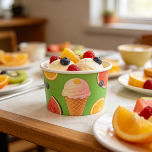 Custom Printed 2oz 3oz 4oz 5oz Tub Disposable Packing <b>Paper</b> Ice Cream Pudding Dessert Container <b>Bowl</b> Cup With Logo - Product Image 1