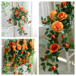 Guirlandes de roses artificielles à suspendre, fleurs en soie plastique, décoration moderne pour la maison, accessoires de mariage - Product Image 3