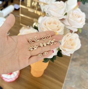 Venta al por mayor de Corea minoría partysu completo circón gema encanto Stud pendientes impermeable 18K chapado en oro cobre joyería pendientes mujeres - Product Image 2