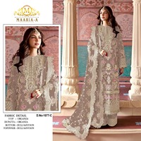 Organza lourd avec broderie séquence travail costume pakistanais pour les femmes mariage et fête porter disponible à un prix abordable