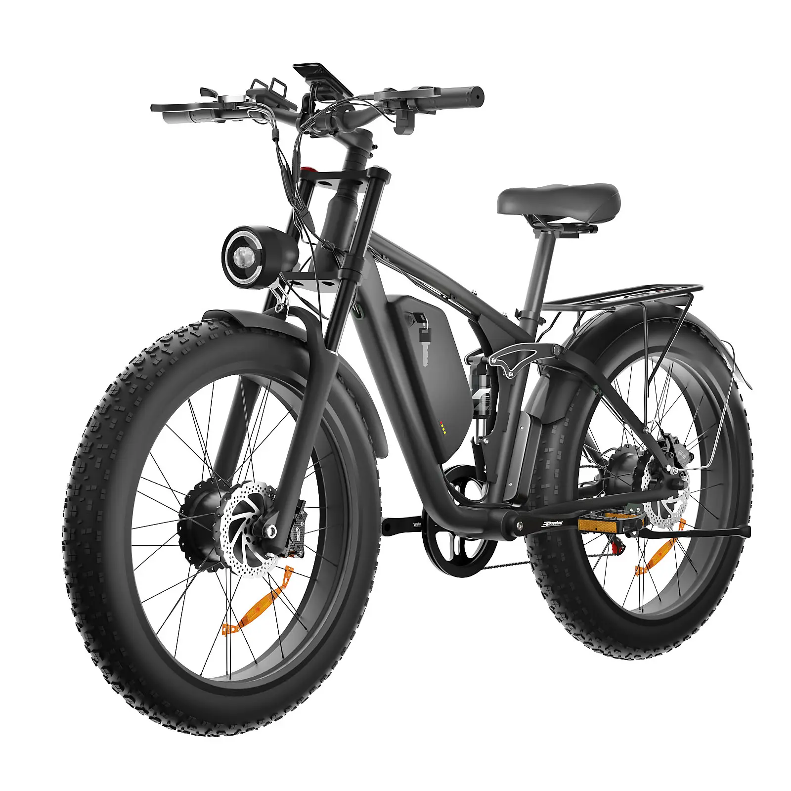 हमारे गोदाम 2000w दोहरी मोटर इलेक्ट्रिक बाइक 22.4 आह बैटरी दो व्हील ड्राइव ई-बाइक 26 "x 4.0" वसा टायर दोहरी मोटर इलेक्ट्रिक साइकिल