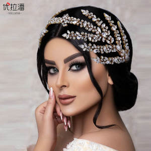 Qushine Hiasan Kepala Pernikahan Buatan Tangan Baru Aksesori Rambut Ratu Kontes Wanita Tiara Pengantin Berlian Imitasi Perak - Product Image 2