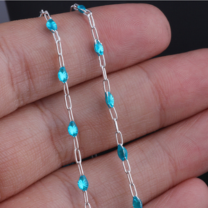 14K Gold Filled 2MM Flat Rectangular Link Chain Colorful Beaded Enamel Chain for DIY Bracelet Necklace <strong>Jewelry</strong> Making <strong>Supplies</strong> - Product Image 5