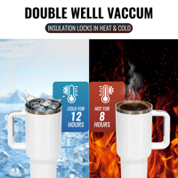 USA Warehouse RTS 20 Pack Gobelet en acier inoxydable blanc avec paille en plastique de sublimation de 40oz avec couvercle et poignée en plastique