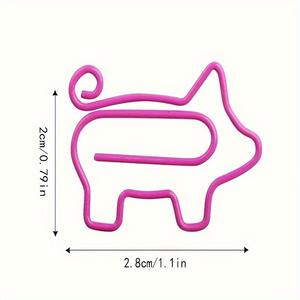 Marque-page en forme de cochon, en métal rose, forme de dessin animé, réutilisable, pour décoration de bureau, 2,8 cm x 2 cm - Product Image 1
