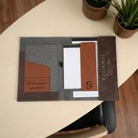 Buku Catatan Kulit dengan Ukiran Laser Personal, Portofolio Kulit Kanvas Kosong, Padfolio Notepad Isi Ulang, Hadiah untuk Guru Pria
