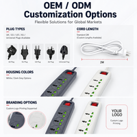 Stop Kontak Listrik Kabel 2M Dapat Disesuaikan, Kabel Ekstensi Universal 3 Stop Kontak, Soket Universal untuk Ruang Tamu